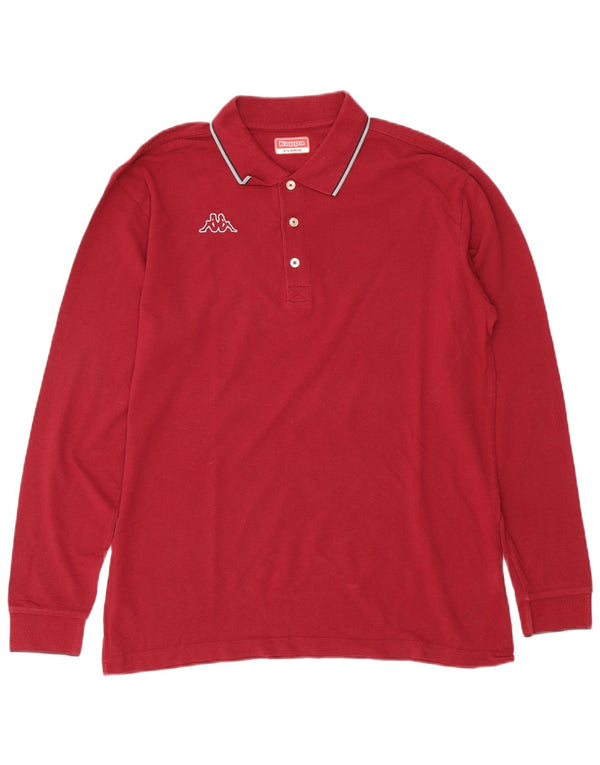 Kappa Mens Long Sleeve Polo Shirt XL Red Cotton