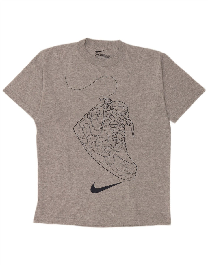 Nike Mens Loose Fit Graphic T-Shirt Top Medium Grey Flecked Cotton