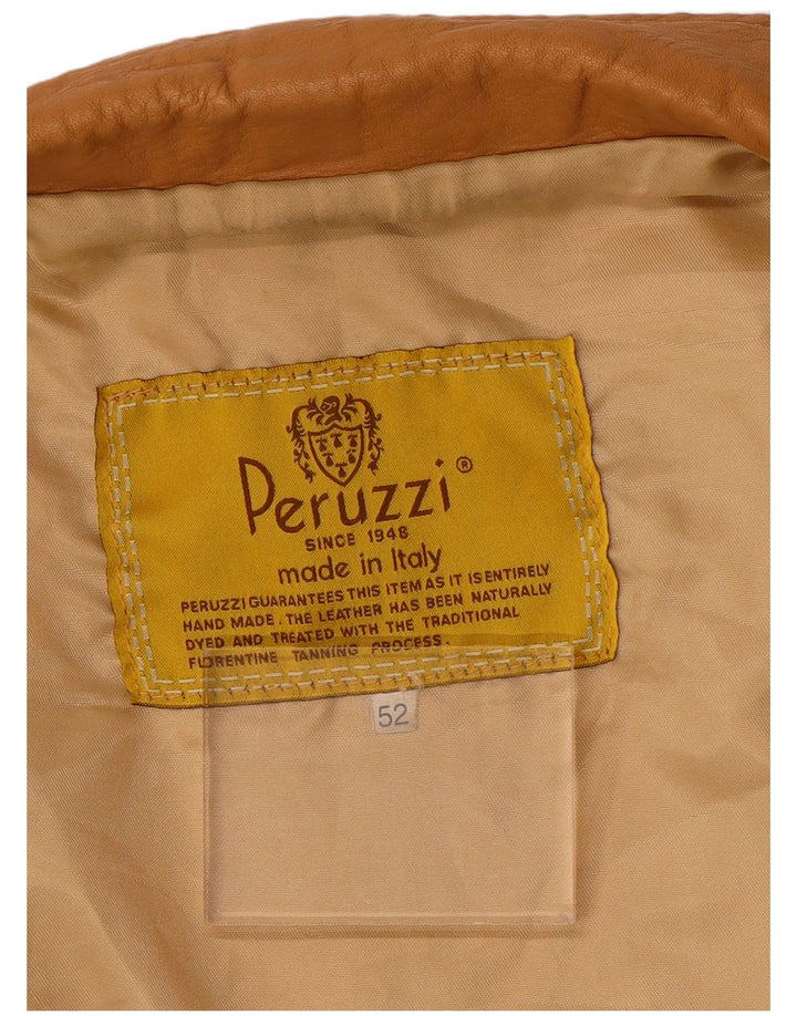 Peruzzi Womens Leather Jacket IT 52 2XL Beige Leather