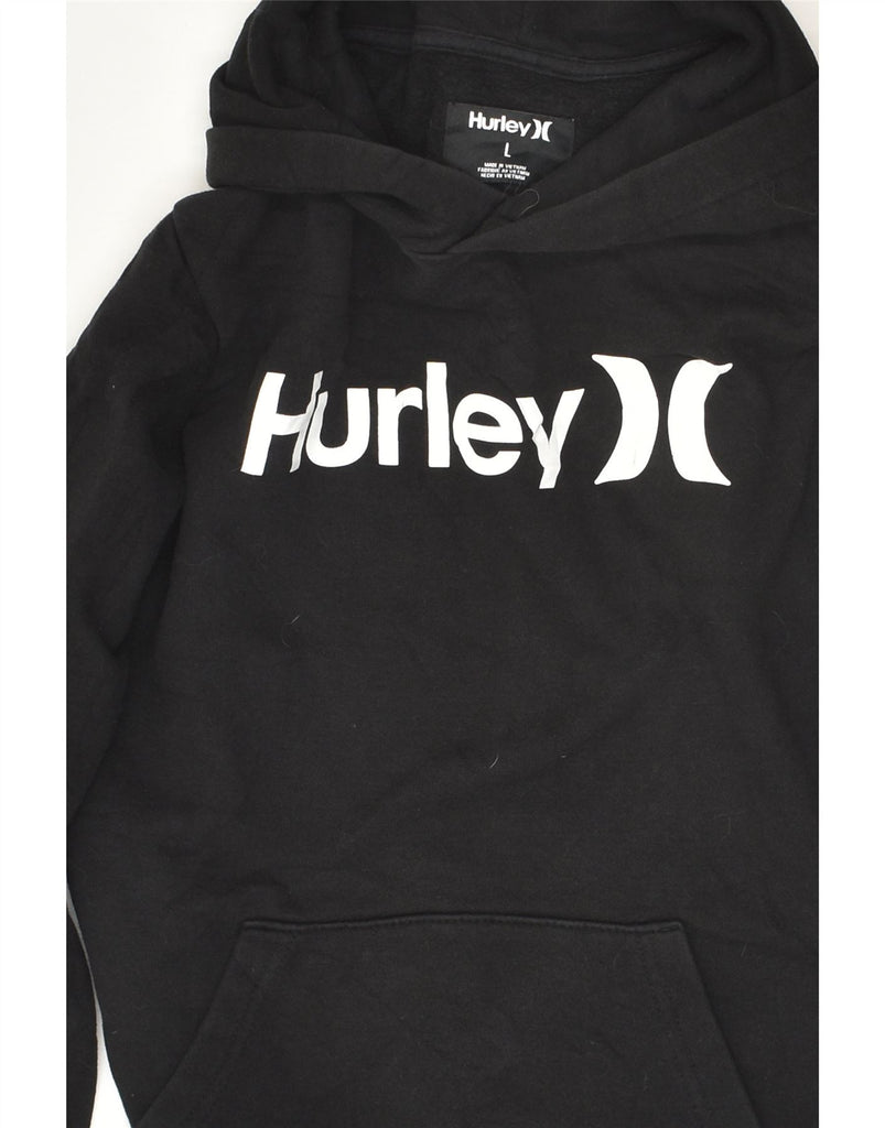 HURLEY Boys Graphic Hoodie Jumper 12-13 Years Large Black Cotton | Vintage Hurley | Thrift | Second-Hand Hurley | Used Clothing | Messina Hembry 