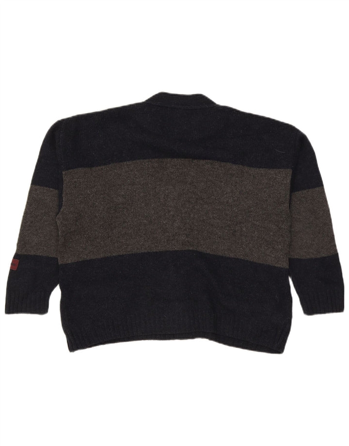Les Copains Boys Cardigan Sweater 12-13 Years Navy Blue Striped