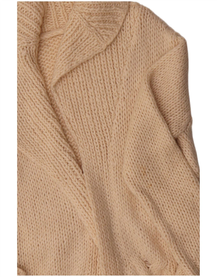 Zara Womens Longline Open Cardigan Sweater UK 14 Medium Beige Acrylic