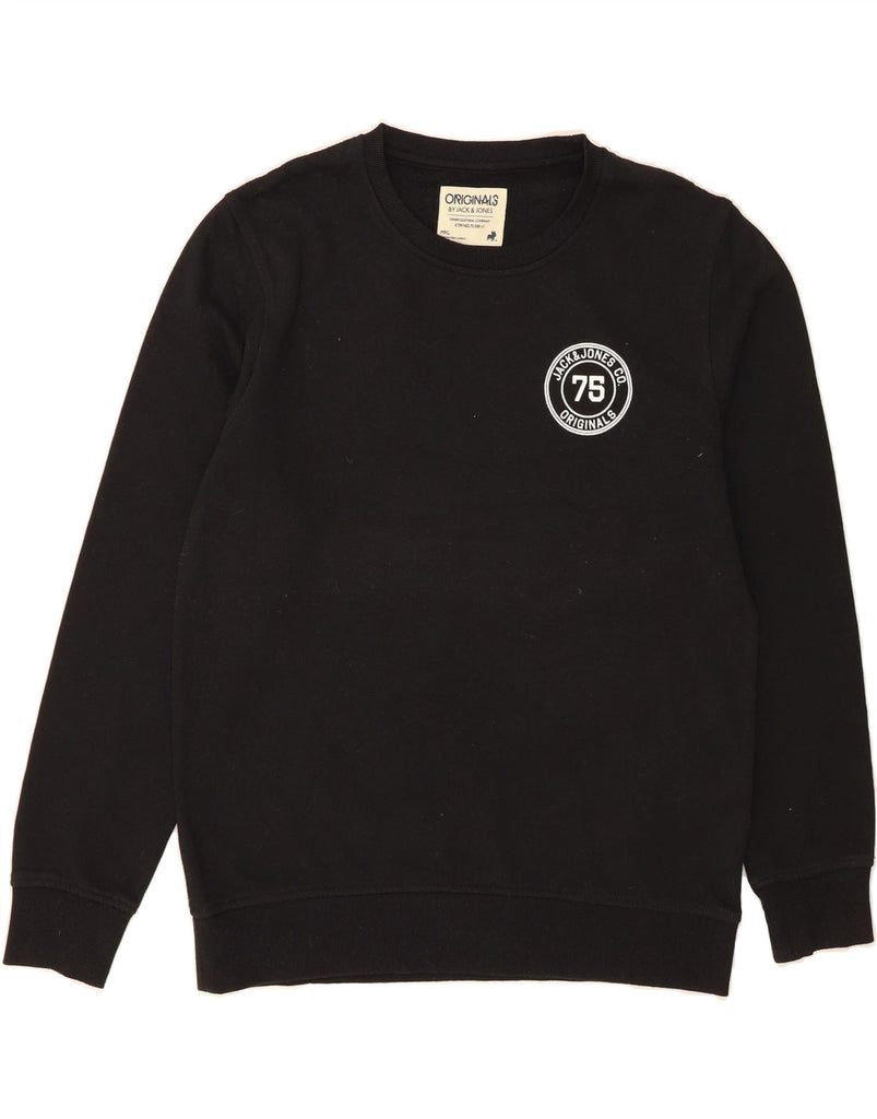 JACK & JONES Mens Sweatshirt Jumper Large Black Polyester Vintage Jack & Jones and Second-Hand Jack & Jones from Messina Hembry 