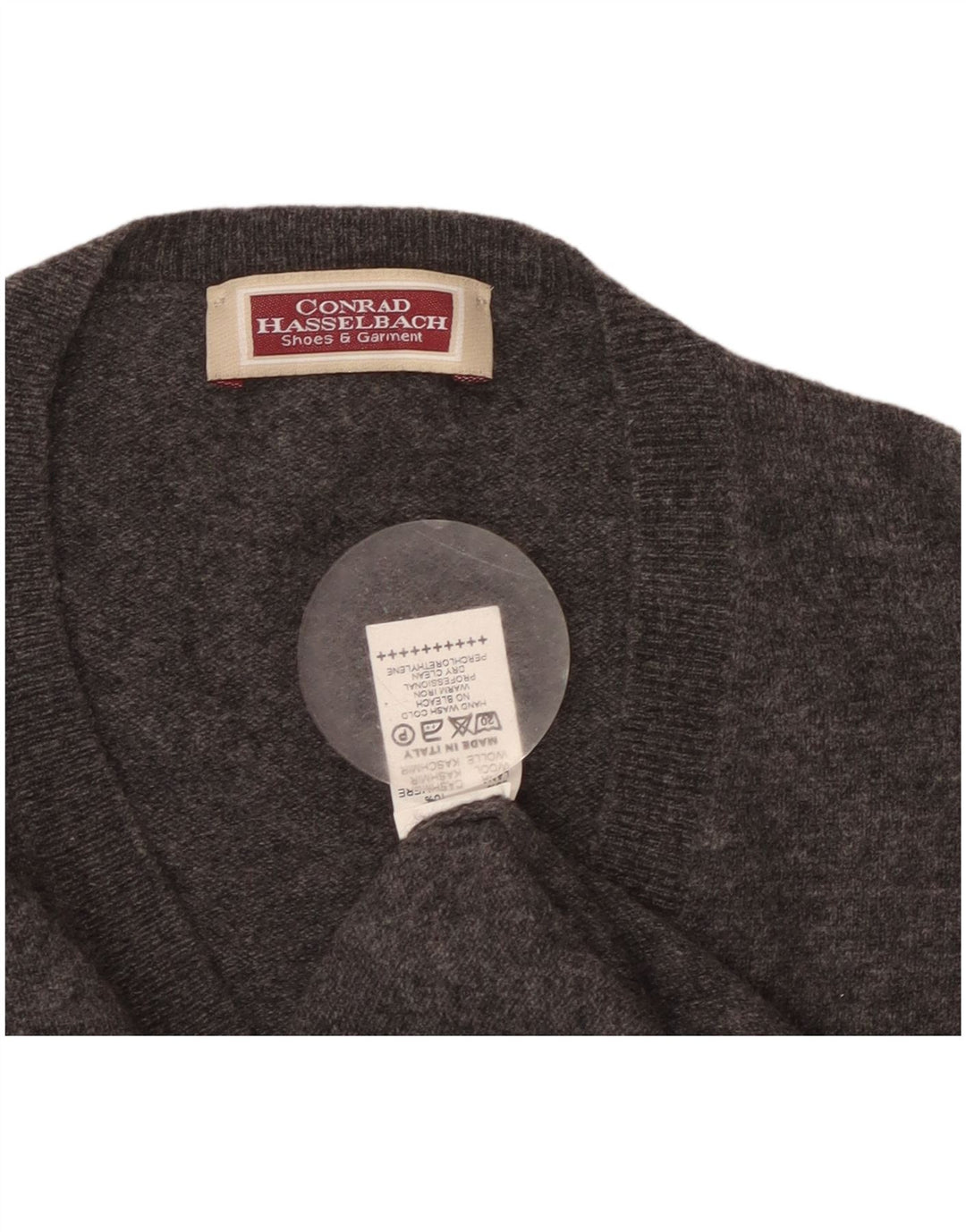 CONRAD HASSELBACH SHOES&GARMENT Mens V-Neck Jumper Sweater  Medium Grey