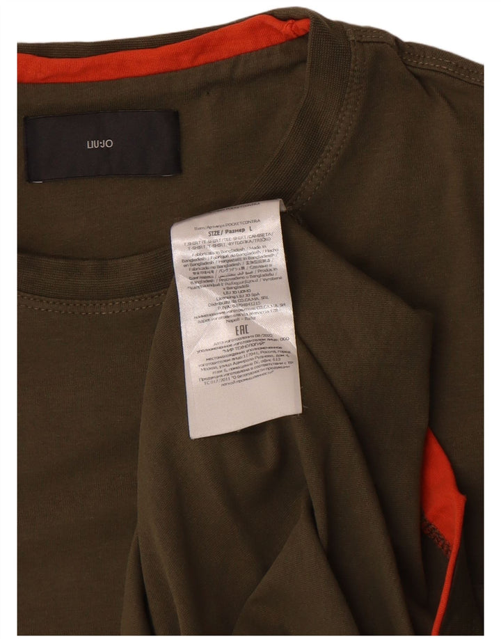 Liu Jo Mens T-Shirt Top Large Khaki Cotton