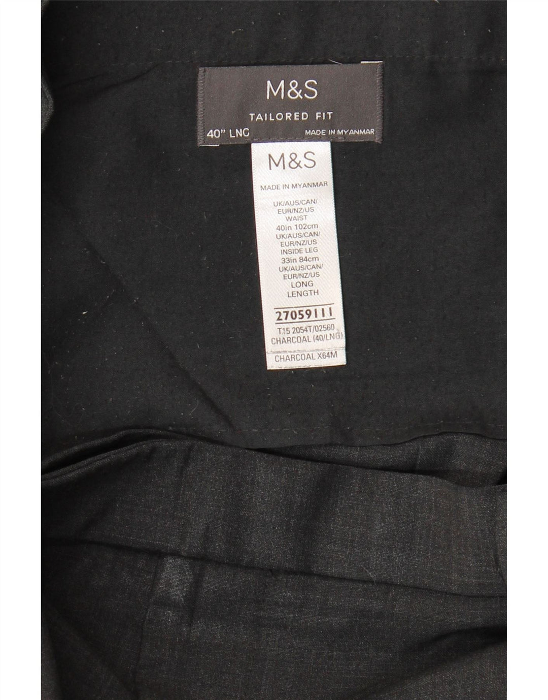 Marks & Spencer Mens Tailored Fit Slim Suit Trousers W40 L33 Grey Wool