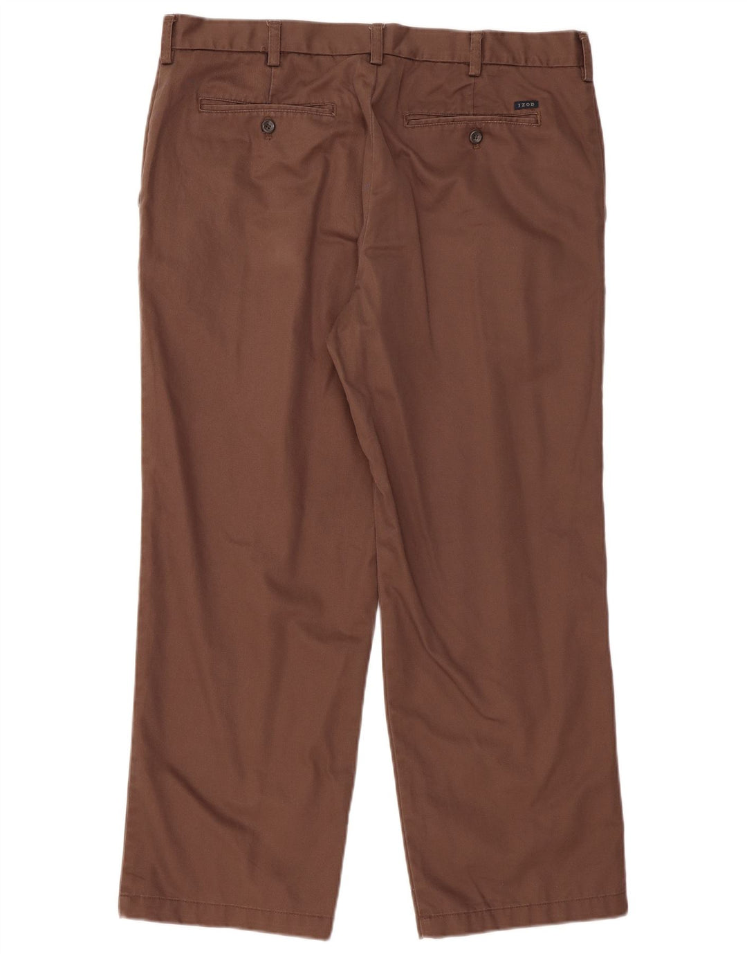 IZOD Mens Straight Chino Trousers W38 L29 Brown Cotton