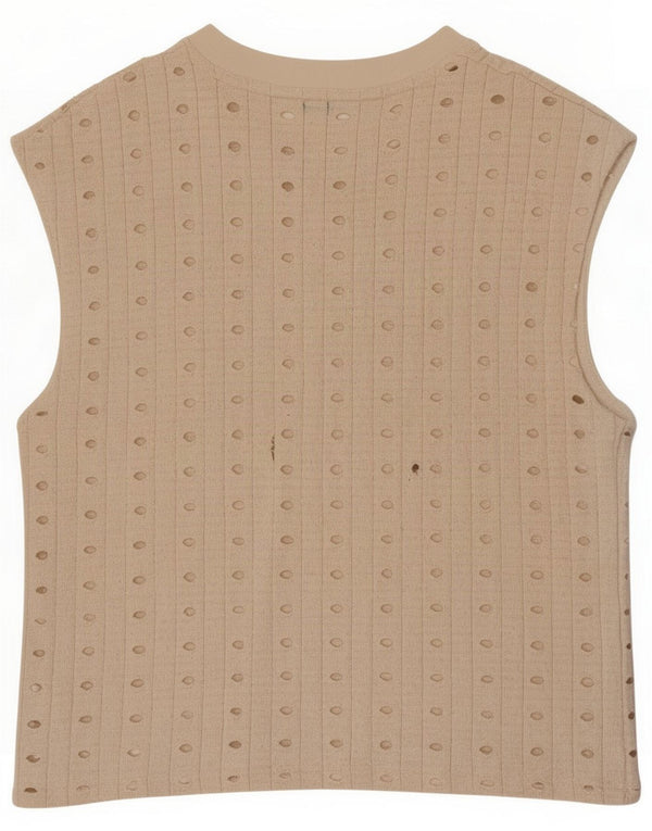 Zara Womens Vest Top UK 14 Medium Beige Polyester