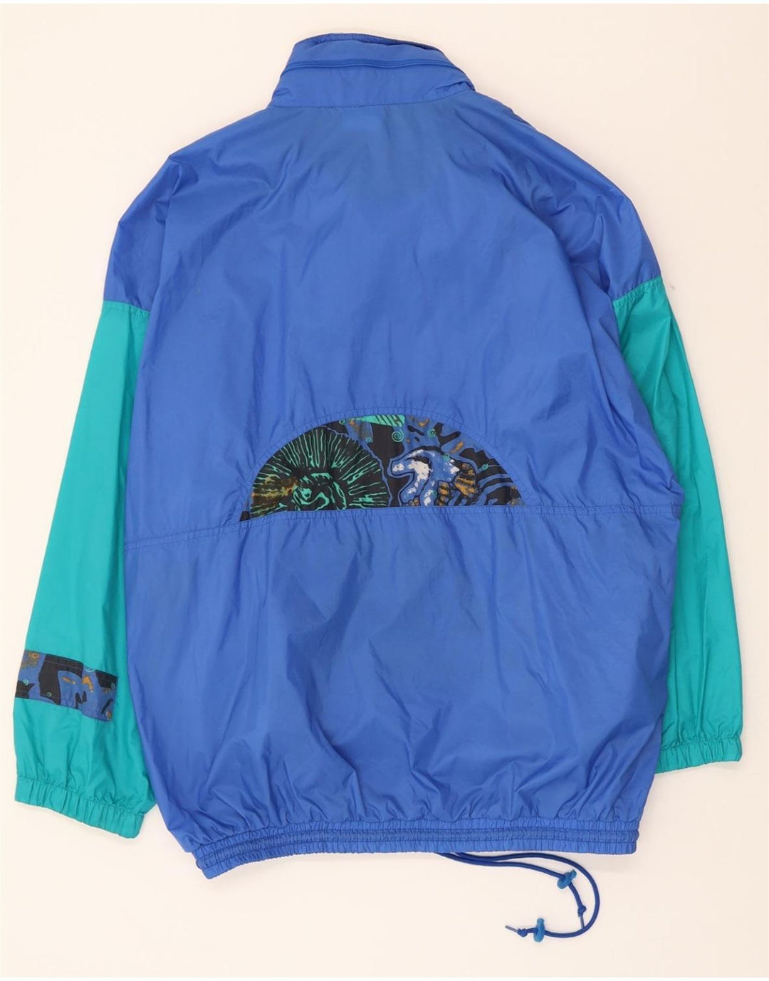 ALEX Mens Hooded Pullover Rain Jacket UK 40 Large Blue Colourblock Vintage ALEX and Second-Hand ALEX from Messina Hembry 