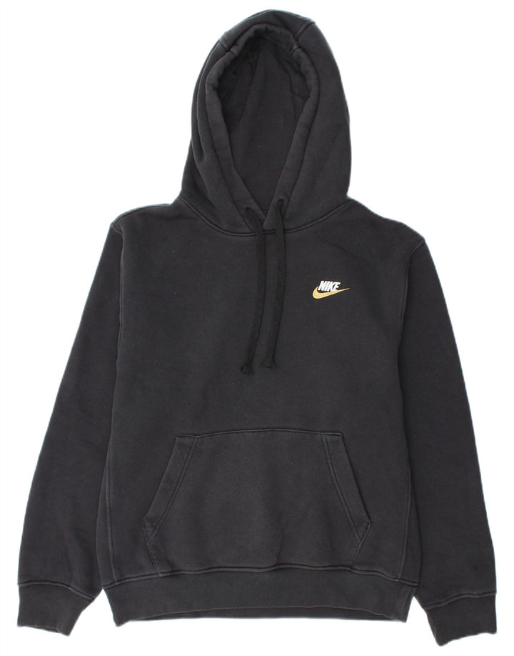 NIKE Womens Oversized Hoodie Jumper UK 6 XS Black Cotton