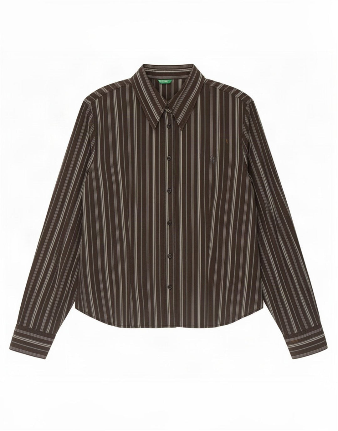 Benetton Womens Shirt UK 16 Large Brown Striped