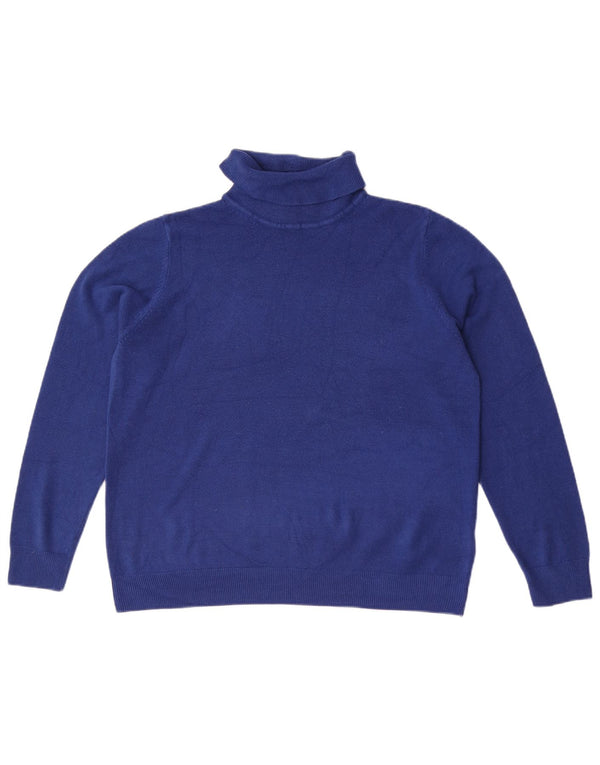 Marks & Spencer Womens Roll Neck Jumper Sweater UK 18 XL Blue Acrylic
