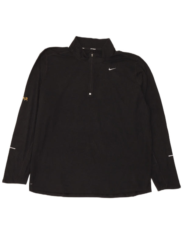Nike Mens Dri Fit Zip Neck Pullover Tracksuit Top 2XL Black Polyester
