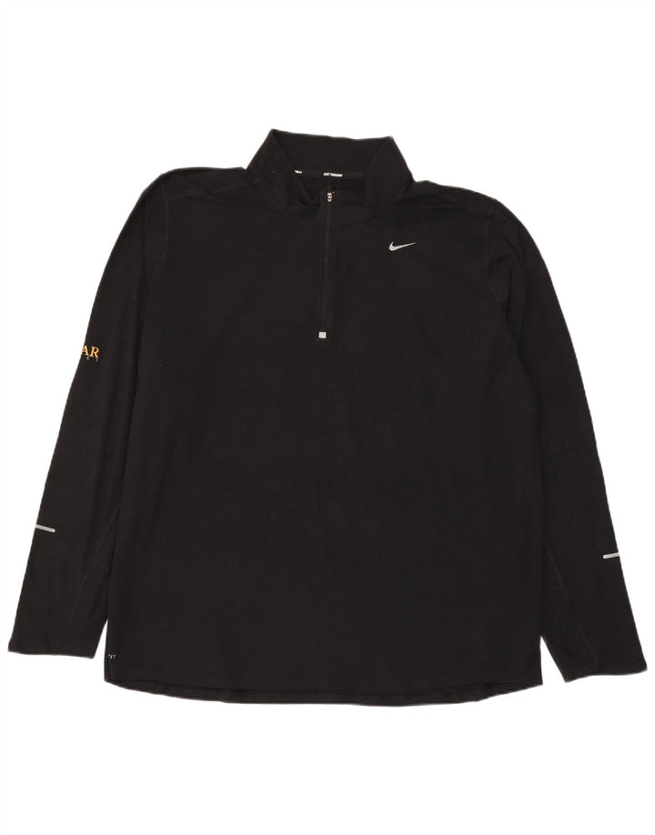 Nike Mens Dri Fit Zip Neck Pullover Tracksuit Top 2XL Black Polyester