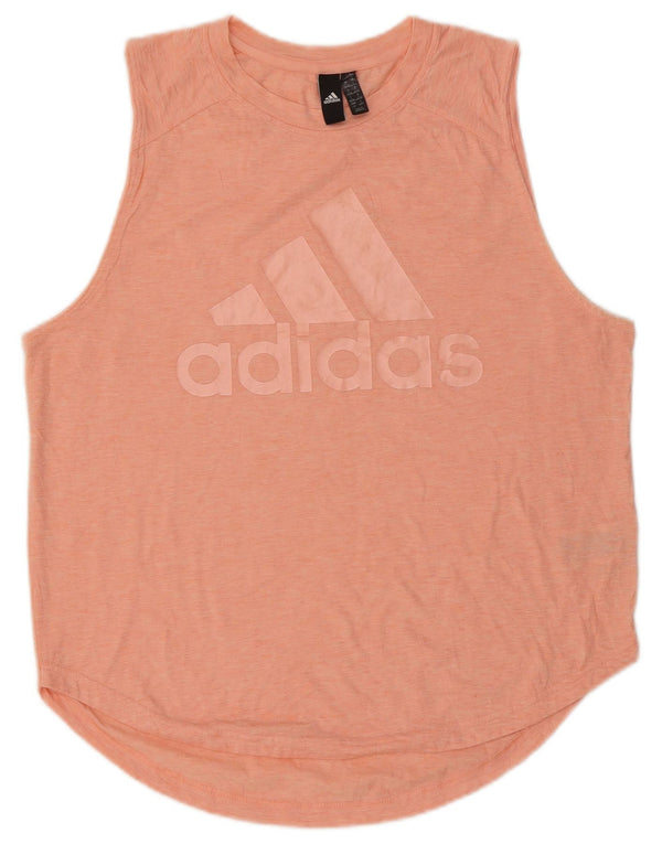 Adidas Womens Graphic Vest Top UK 16/18 Large Orange Flecked Cotton