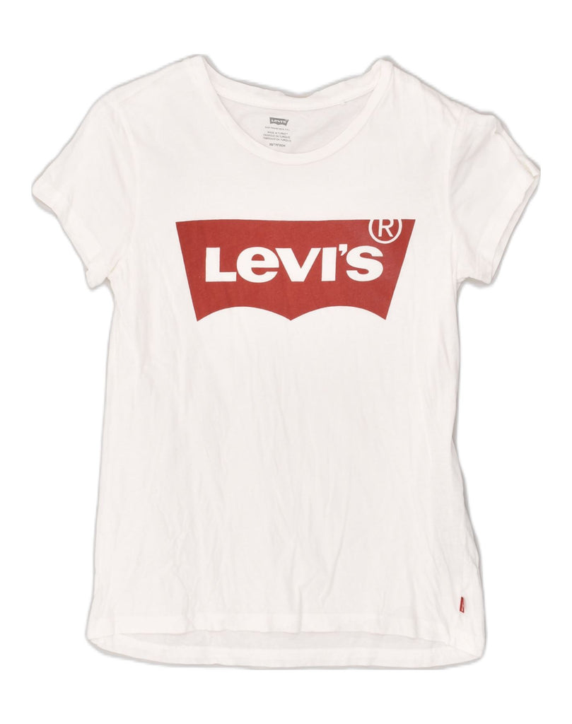 LEVI'S Womens Graphic T-Shirt Top UK 6 XS White Cotton | Vintage Levi's | Thrift | Second-Hand Levi's | Used Clothing | Messina Hembry 