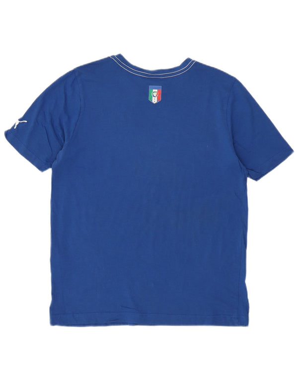 PUMA Boys Italia Graphic T-Shirt Top 13-14 Years Blue Cotton