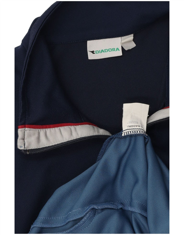 Diadora Mens Tracksuit Top Jacket Large Navy Blue Colourblock Polyester