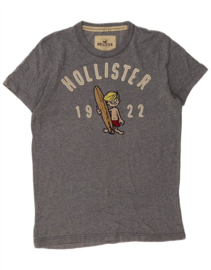 Hollister Mens Graphic T-Shirt Top Medium Grey Cotton