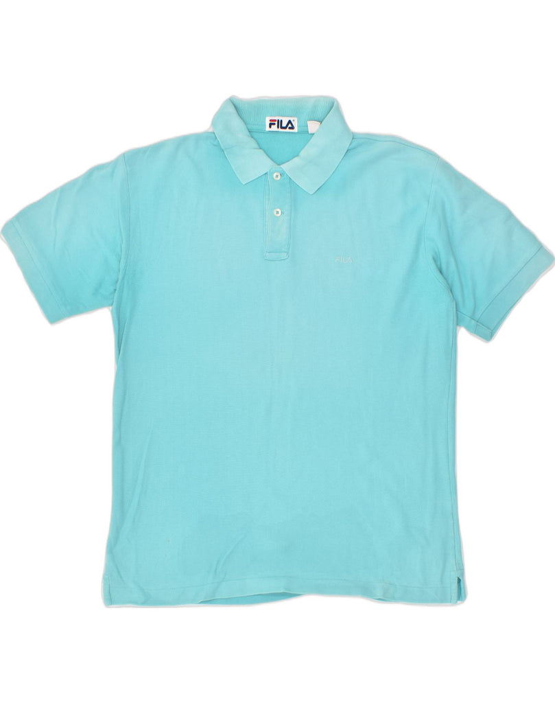 FILA Mens Polo Shirt IT 50 Medium Turquoise Cotton | Vintage Fila | Thrift | Second-Hand Fila | Used Clothing | Messina Hembry 