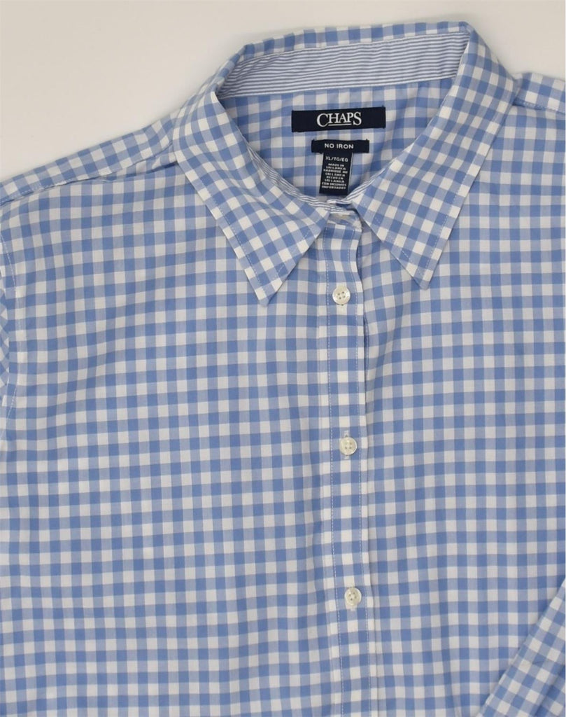 CHAPS Boys Shirt 13-14 Years XL Blue Gingham Cotton | Vintage Chaps | Thrift | Second-Hand Chaps | Used Clothing | Messina Hembry 