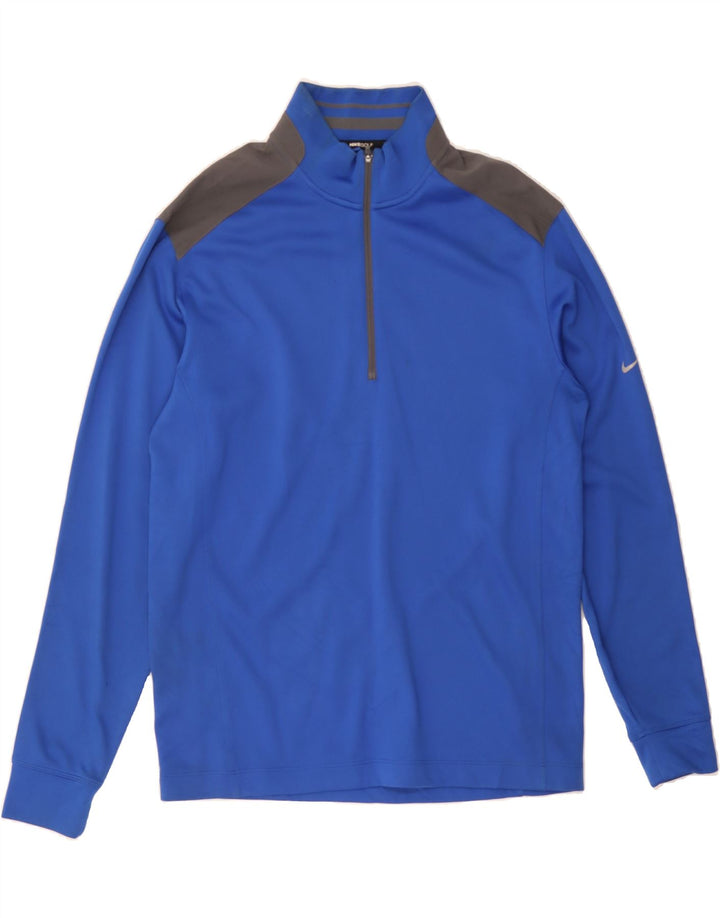 NIKE Mens Zip Neck Pullover Tracksuit Top Medium Blue Colourblock Vintage Nike and Second-Hand Nike from Messina Hembry 