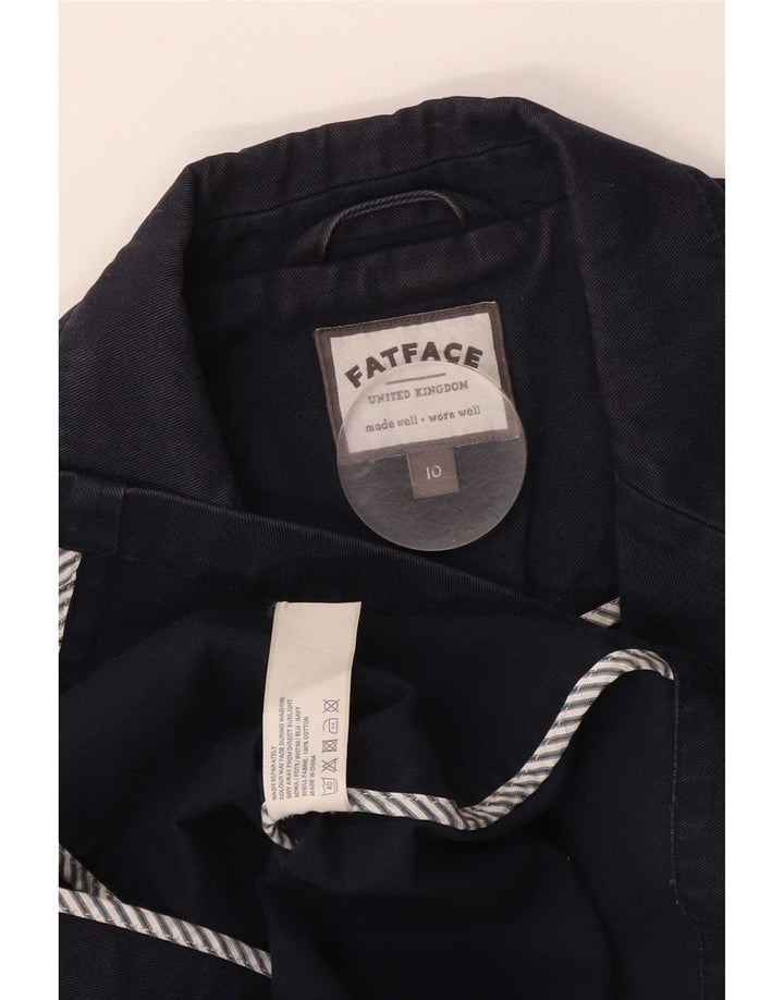 Fat Face Womens 3/4 Sleeve 2 Button Blazer Jacket UK 10 Small Navy Blue