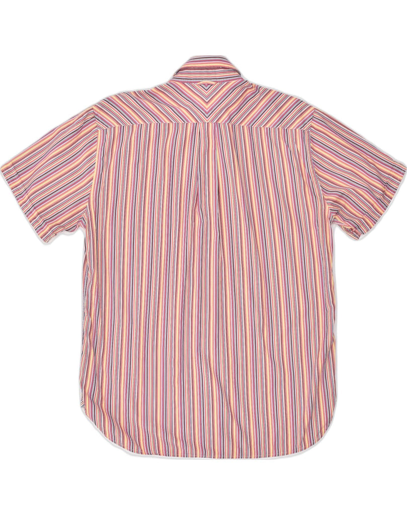 TOMMY HILFIGER Mens Short Sleeve Shirt Large Pink Striped Cotton | Vintage | Thrift | Second-Hand | Used Clothing | Messina Hembry 