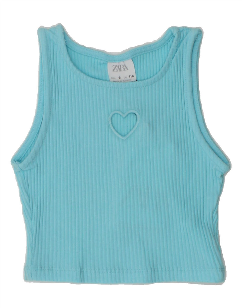 ZARA Girls Vest Top 5-6 Years Blue Cotton | Vintage Zara | Thrift | Second-Hand Zara | Used Clothing | Messina Hembry 