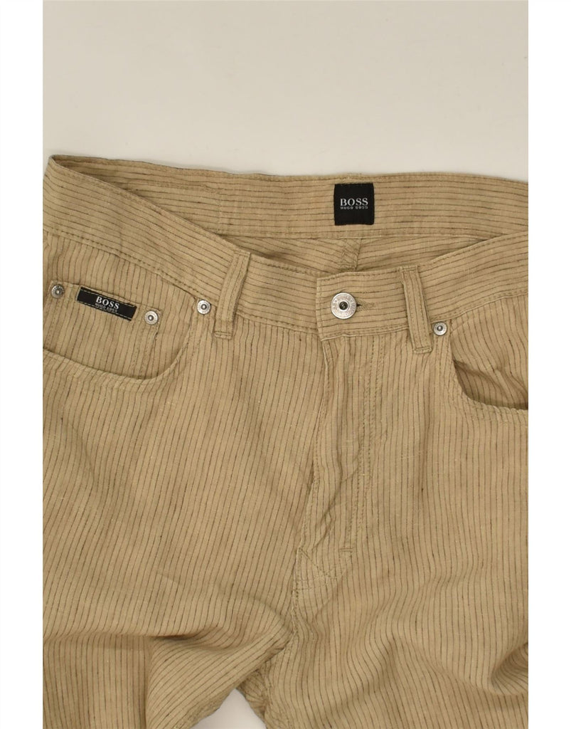 HUGO BOSS Mens Straight Casual Trousers W32 L32 Brown Striped | Vintage Hugo Boss | Thrift | Second-Hand Hugo Boss | Used Clothing | Messina Hembry 