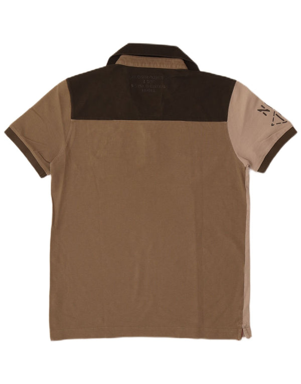 Aeronautica Militare Mens Graphic Rugby Polo Shirt Medium Khaki Colourblock