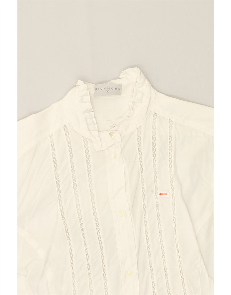 RICHMOND Womens Shirt Blouse UK 12 Medium White Cotton | Vintage Richmond | Thrift | Second-Hand Richmond | Used Clothing | Messina Hembry 