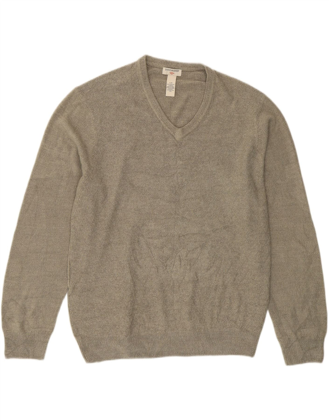 DOCKERS Mens V-Neck Jumper Sweater Large Grey Acrylic Vintage Dockers and Second-Hand Dockers from Messina Hembry 