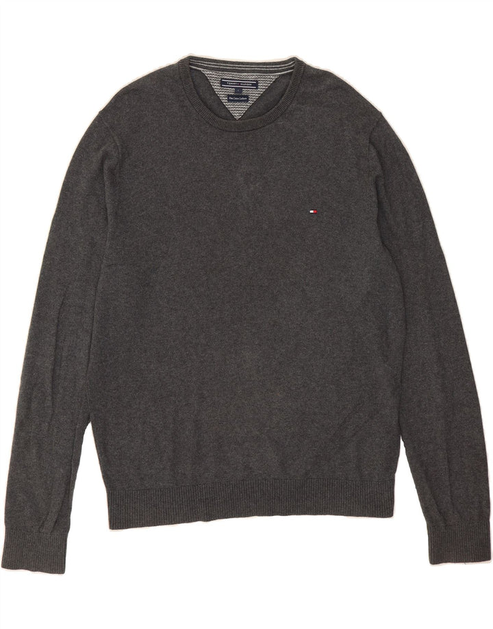 TOMMY HILFIGER Mens Crew Neck Jumper Sweater Large Grey Cotton Vintage Tommy Hilfiger and Second-Hand Tommy Hilfiger from Messina Hembry 