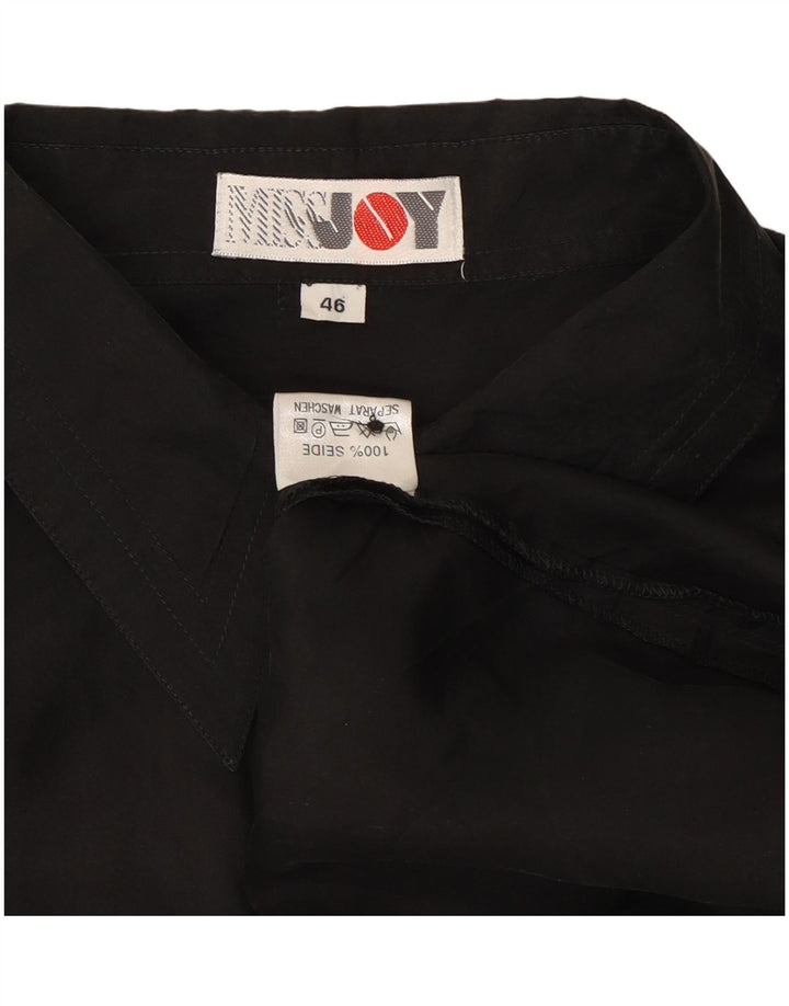 Miss Joy Womens Short Sleeve Oversized Shirt IT 46 Large Black Silk