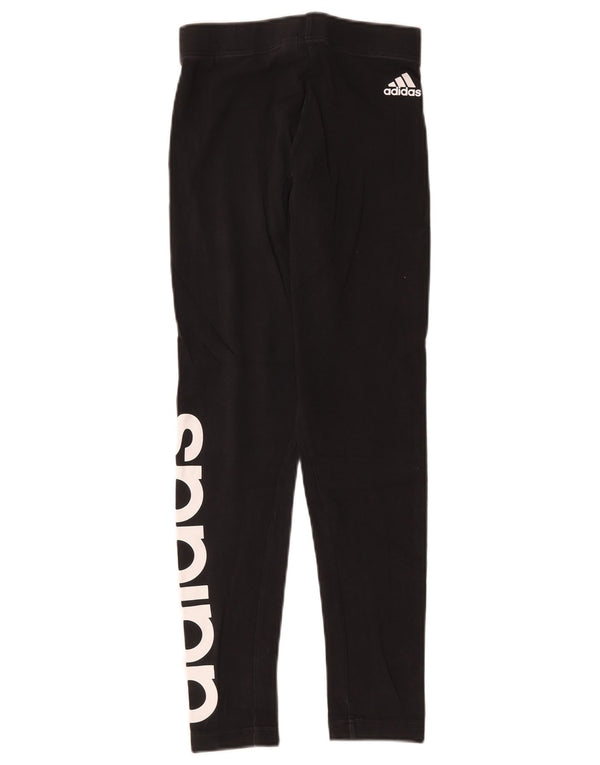 Adidas Womens Graphic Leggings UK 4 XS Black Cotton