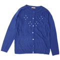 Vintage Womens Cardigan Sweater UK 16 Large Blue Geometric