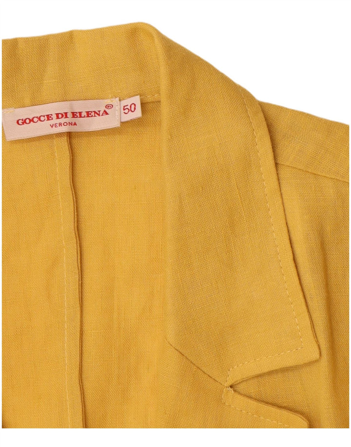 VINTAGE Womens 3/4 Sleeve 2 Button Blazer Jacket IT 50 XL Yellow