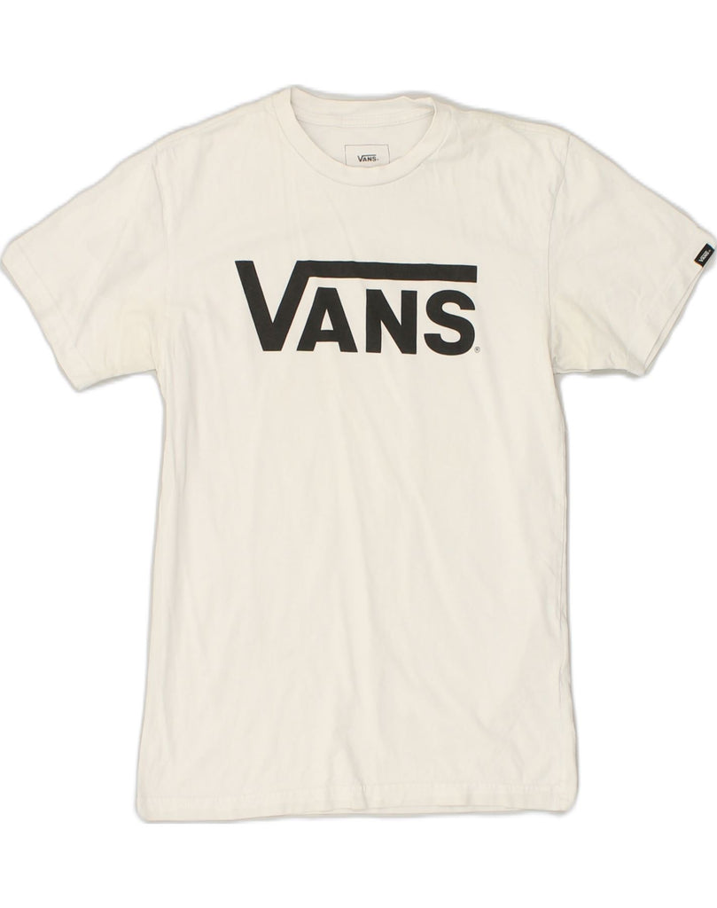 VANS Womens Classic Fit Graphic T-Shirt Top UK 10 Small White Cotton | Vintage Vans | Thrift | Second-Hand Vans | Used Clothing | Messina Hembry 