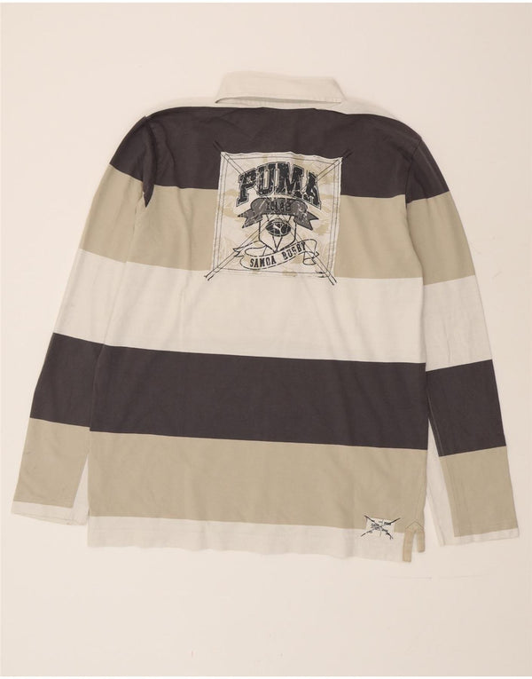 Puma Mens Graphic Long Sleeve Rugby Polo Shirt Large Multicoloured Striped