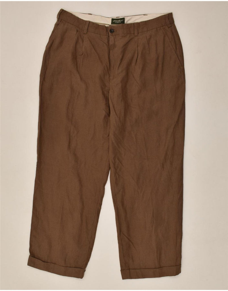 EDDIE BAUER Mens Classic Fit Pegged Chino Trousers W40 L28  Brown Linen | Vintage Eddie Bauer | Thrift | Second-Hand Eddie Bauer | Used Clothing | Messina Hembry 