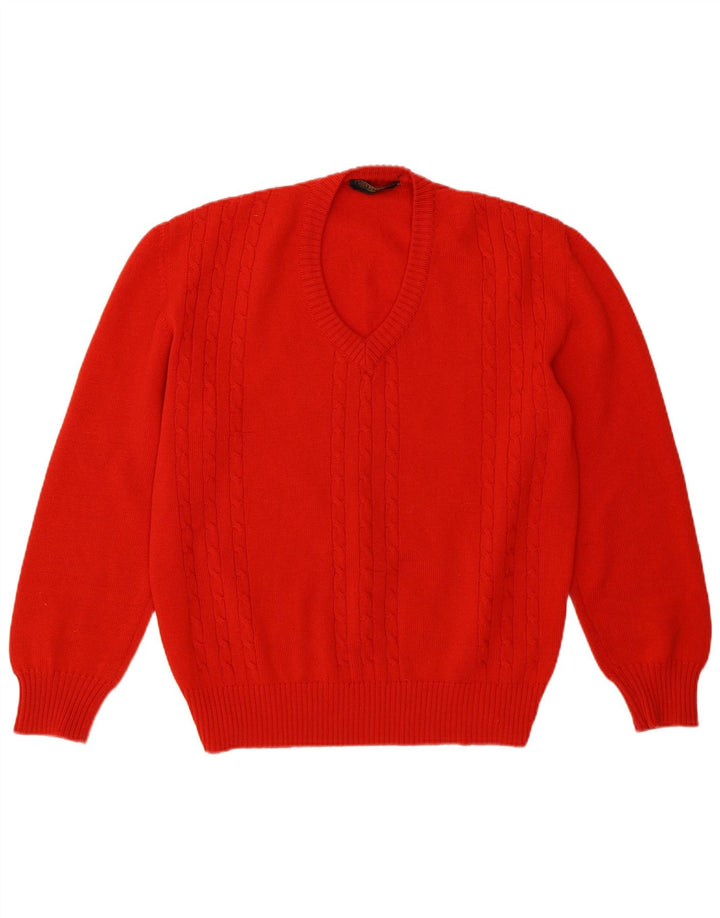 RODRIGO Womens V-Neck Jumper Sweater UK 16 Large Red New Wool