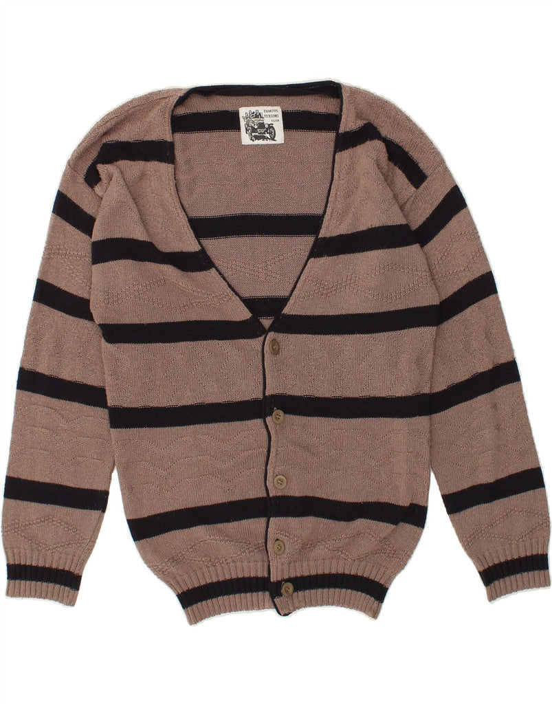 VINTAGE Mens Cardigan Sweater Medium Brown Striped Vintage Vintage and Second-Hand Vintage from Messina Hembry 