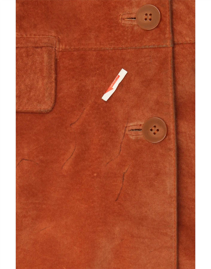 Biba Womens Suede Overcoat EU 38 Medium Brown Leather