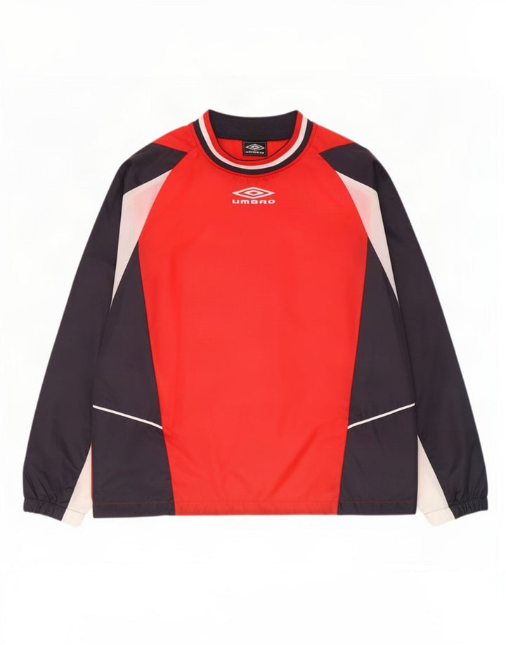 Umbro Mens Pullover Tracksuit Top Jacket Small Red Colourblock Polyester