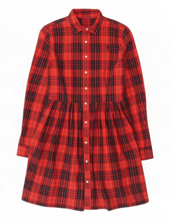Vintage Girls Flannel Shirt Dress 15-16 Years Red Check