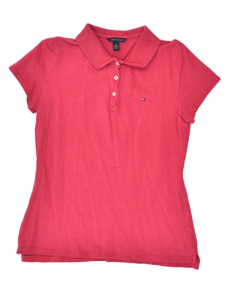 TOMMY HILFIGER Womens Polo Shirt UK 12 Medium Pink Cotton | Vintage Tommy Hilfiger | Thrift | Second-Hand Tommy Hilfiger | Used Clothing | Messina Hembry 