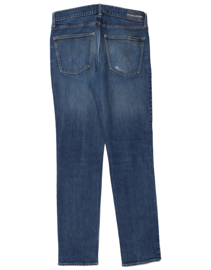 Calvin Klein Mens Slim Jeans W32 L34 Blue Cotton