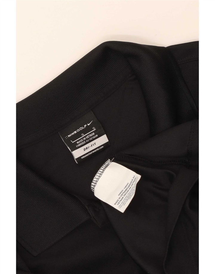Nike Mens Dri Fit Polo Shirt Large Black Polyester
