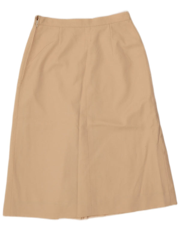 Vintage Womens High Waist A-Line Skirt IT 44 Medium W26  Beige Viscose